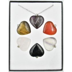 Zestaw 6 kamieni w kształcie serca na szyję - Kamienie naturalne - Sklep Shamballa