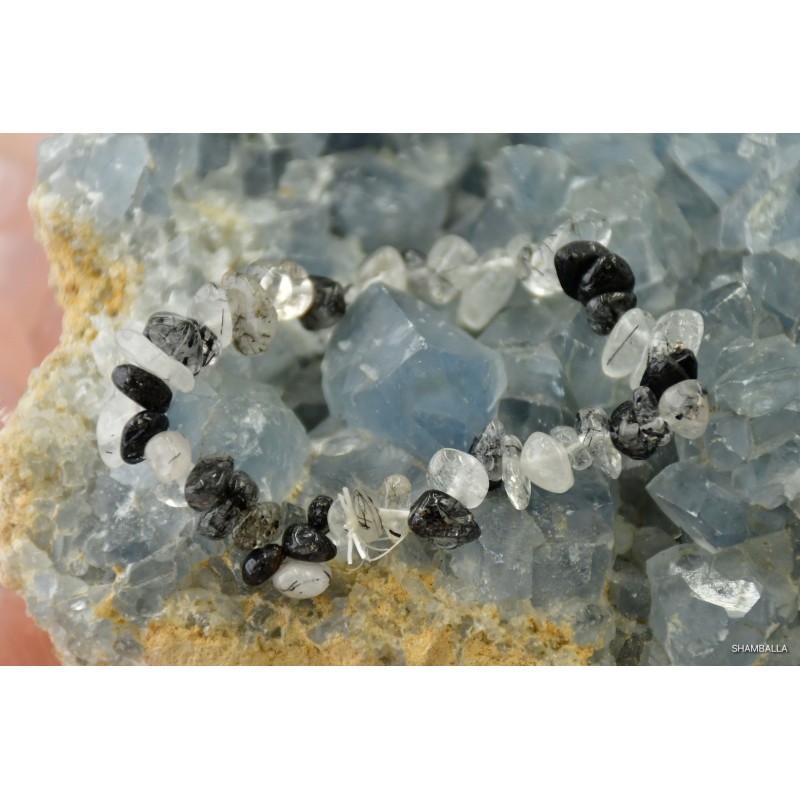 Bransoletka kwarc z turmalinem - kruszona - Kamienie naturalne - Sklep Shamballa