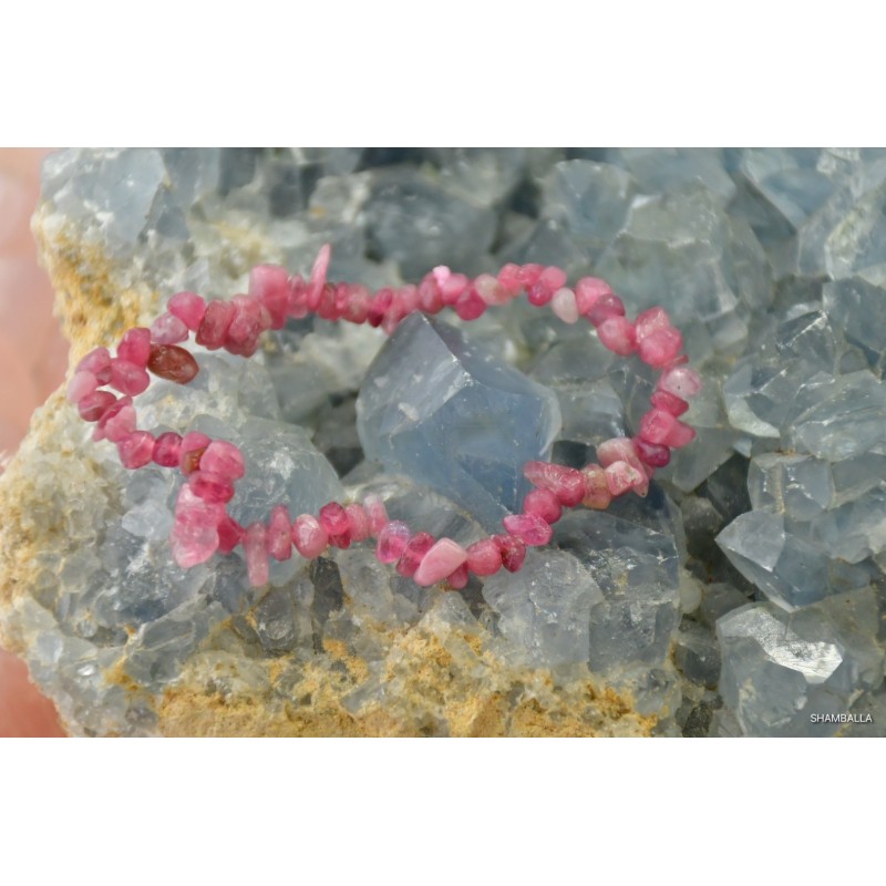 Bransoletka z rubelitu (turmalinu różowego) - kruszona - Kamienie naturalne - Sklep Shamballa