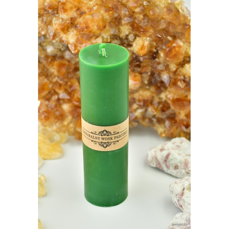 Zielona świeca walec z wosku pszczelego 14,5 cm - Sklep Shamballa