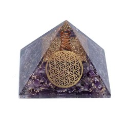 Piramida Orgonit ametyst i kwiat życia - Sklep Shamballa