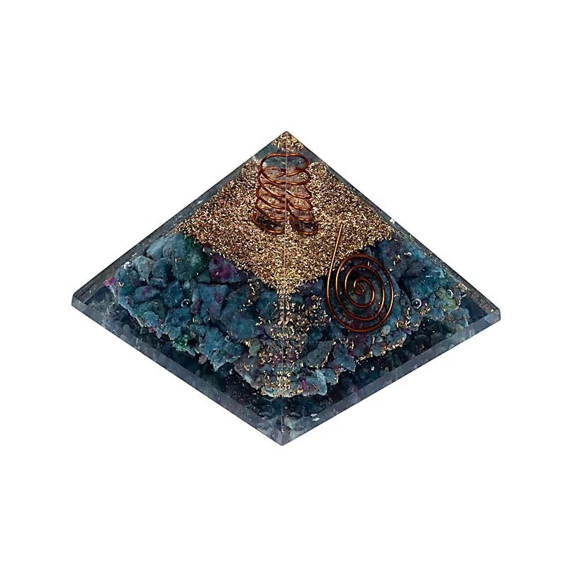 Piramida Orgonit rubin i cyjanit - Sklep Shamballa