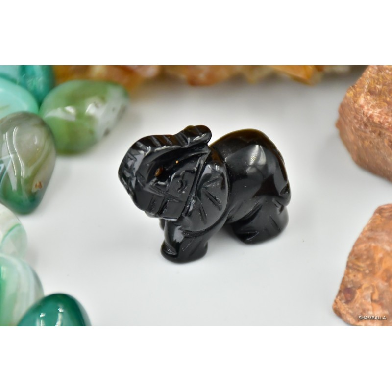 Słoń obsydian czarny - Kamienie naturalne - Sklep Shamballa