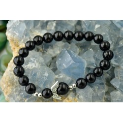 Bransoletka czarny turmalin z aniołkiem - Kamienie naturalne - Sklep Shamballa