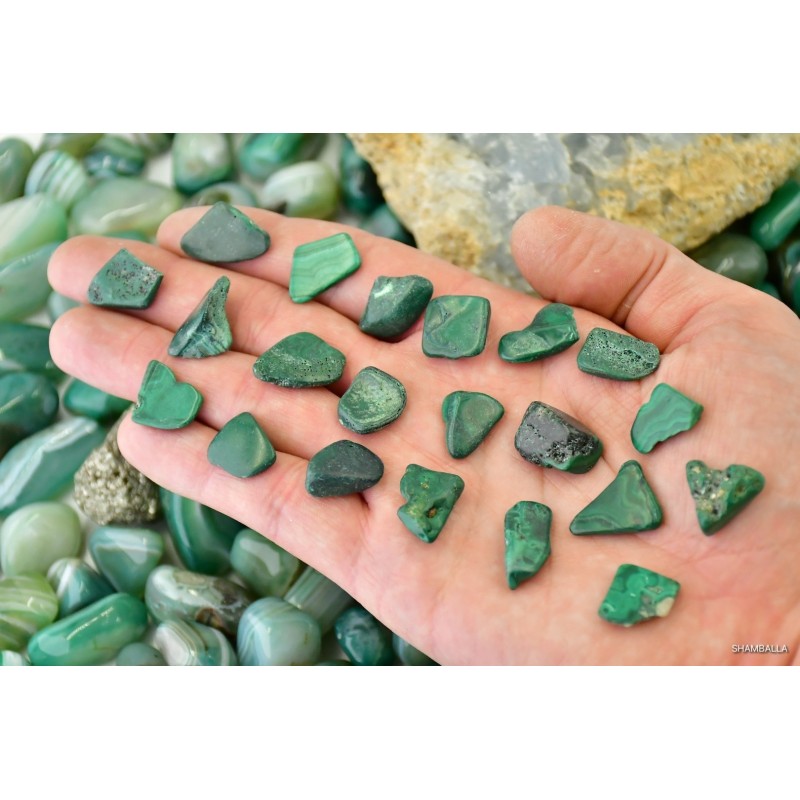 Malachit mały pół szlifowany 1 - 5 g - Kamienie naturalne - Sklep Shamballa