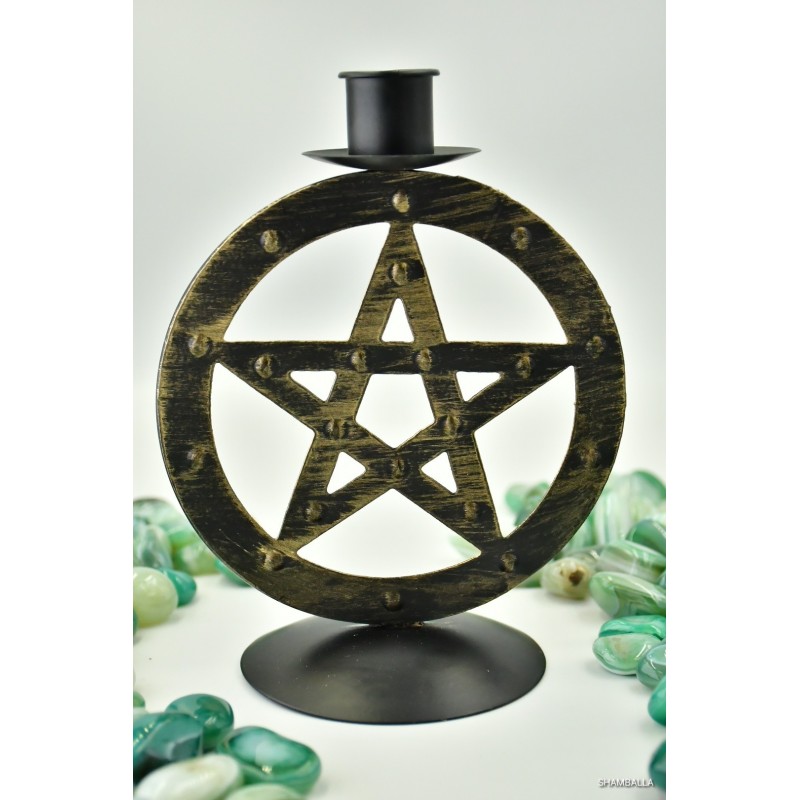 Świecznik metalowy pentagram - Sklep Shamballa