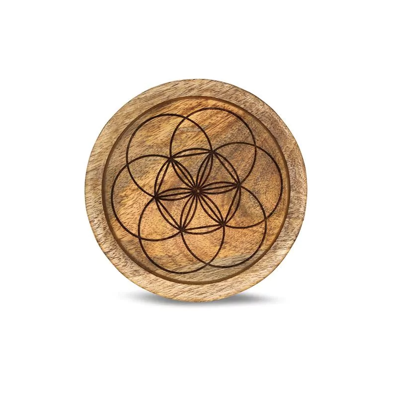 Siatka drewniana mała na kryształy Ziarno życia - Kamienie naturalne - Sklep Shamballa