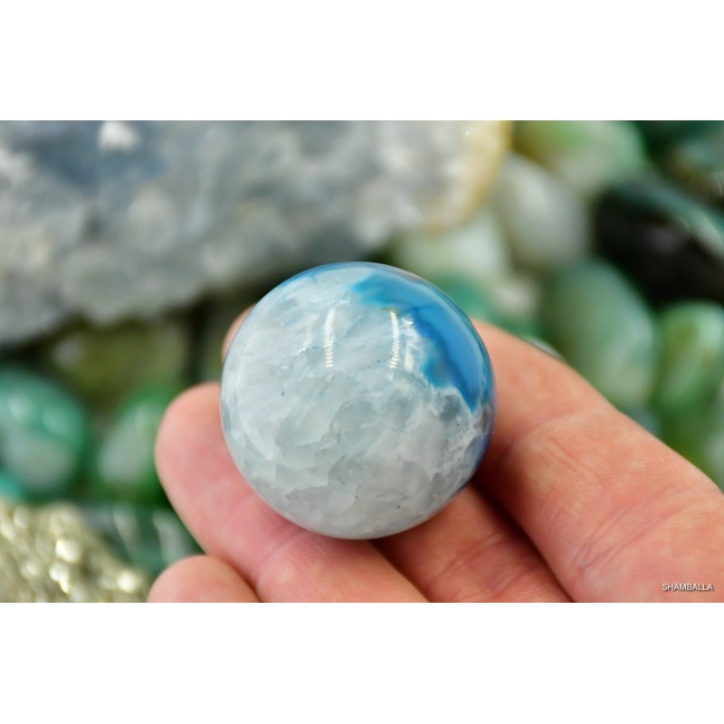 Agat niebieska kula - wzór A - Kamienie naturalne - Sklep Shamballa