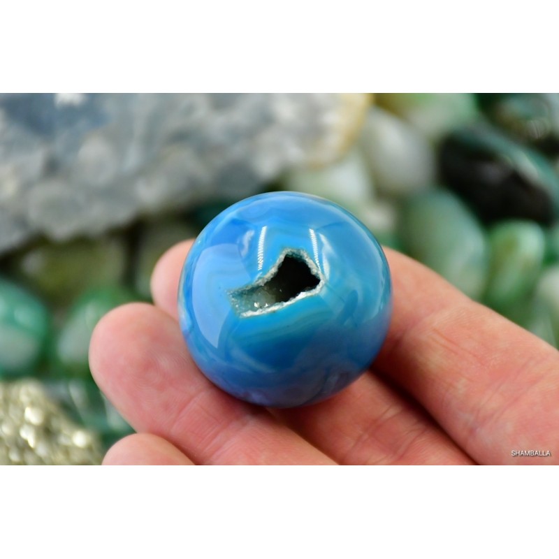 Agat niebieska kula - wzór B - Kamienie naturalne - Sklep Shamballa