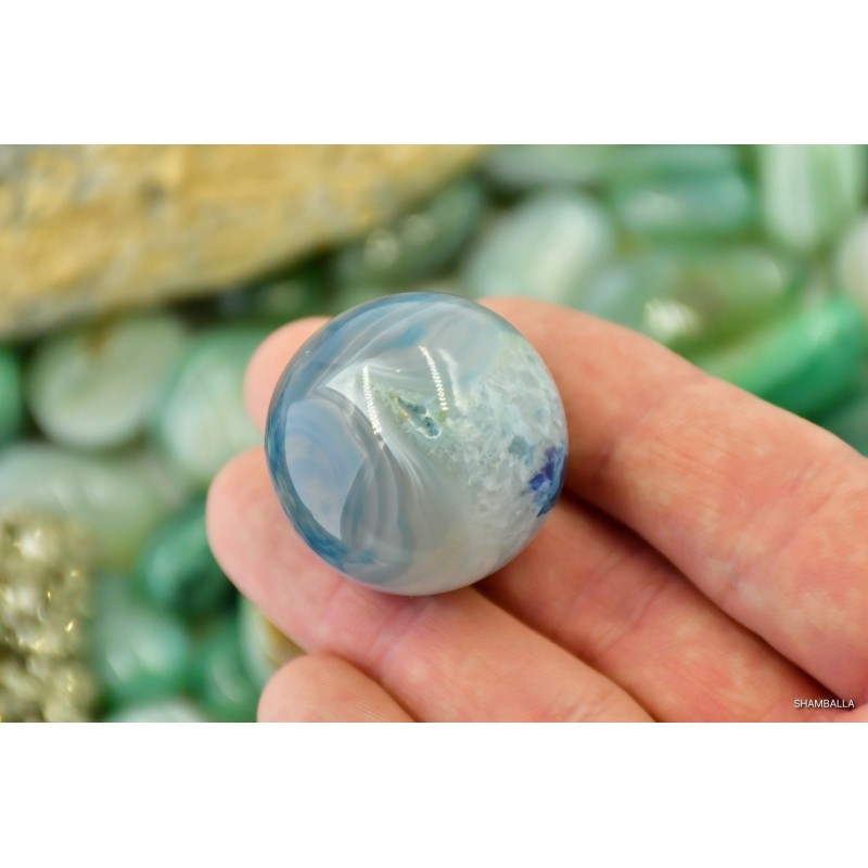 Agat niebieska kula - wzór C - Kamienie naturalne - Sklep Shamballa