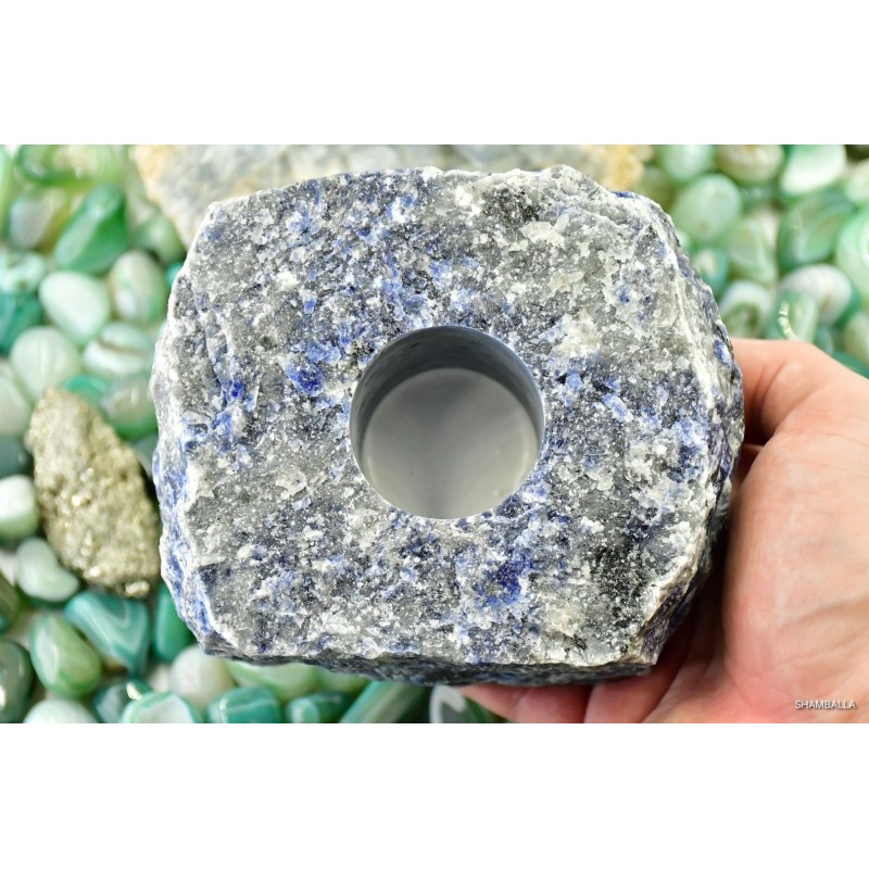 Świecznik sodalit - wzór C - Kamienie naturalne - Sklep Shamballa