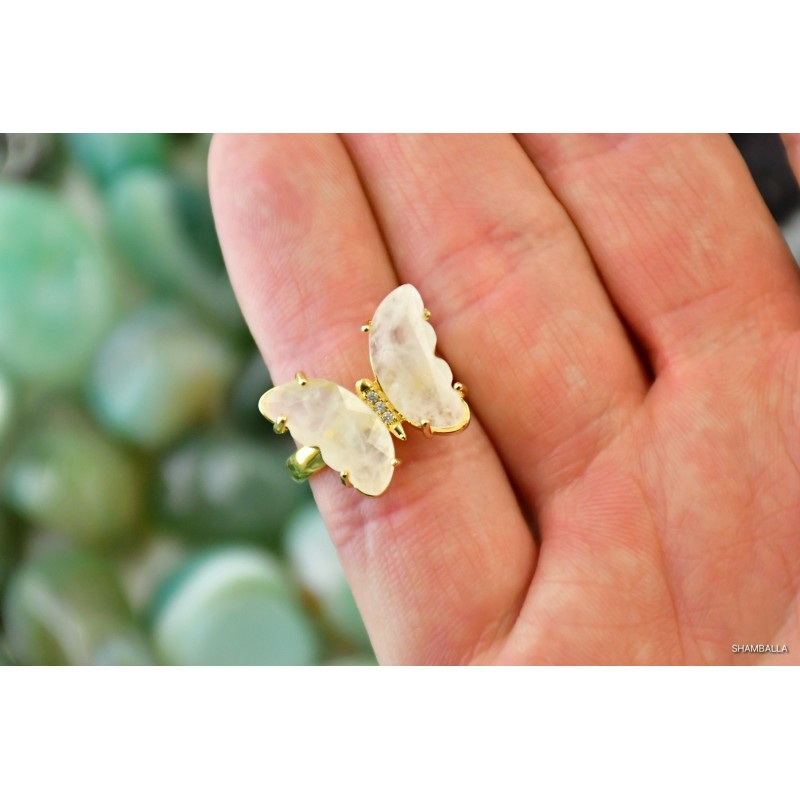 Pierścionek kryształ górski w kształcie motylka - Kamienie naturalne - Sklep Shamballa