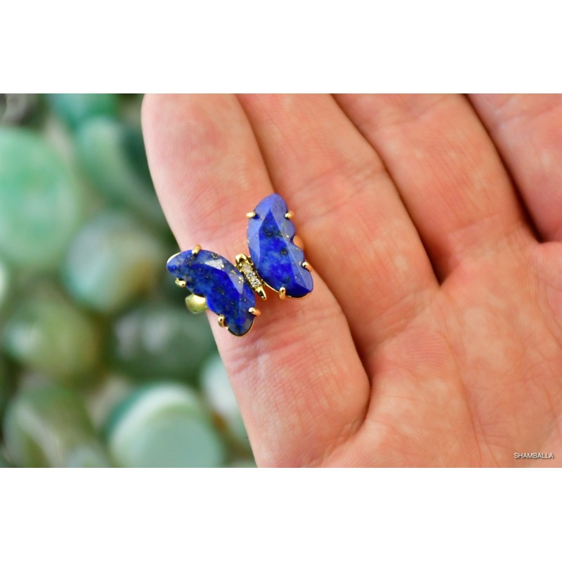 Pierścionek lapis lazuli w kształcie motylka - Kamienie naturalne - Sklep Shamballa