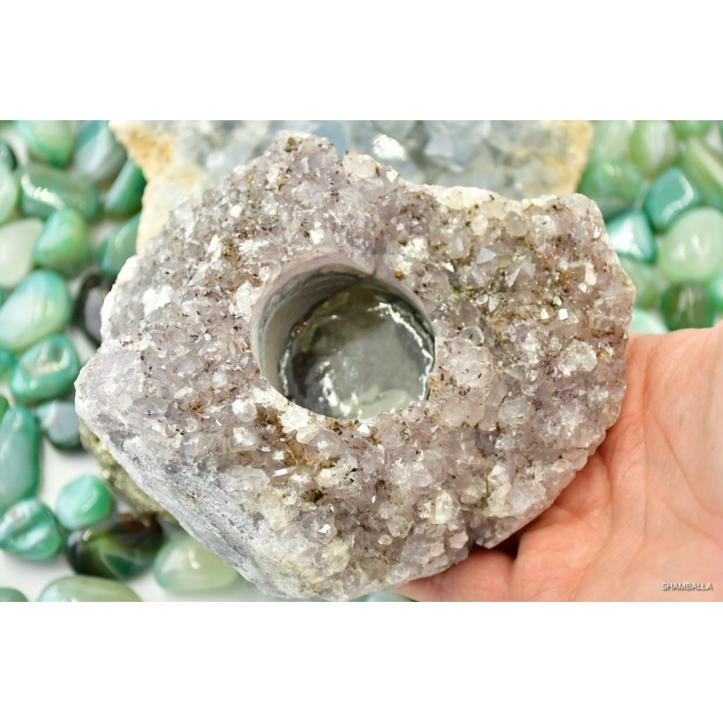Szczotka ametyst - świecznik na podgrzewacz 840 g - Kamienie naturalne - Sklep Shamballa