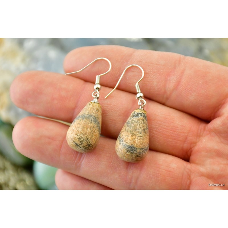 Kolczyki jaspis obrazkowy w kształcie łezki - Kamienie naturalne - Sklep Shamballa