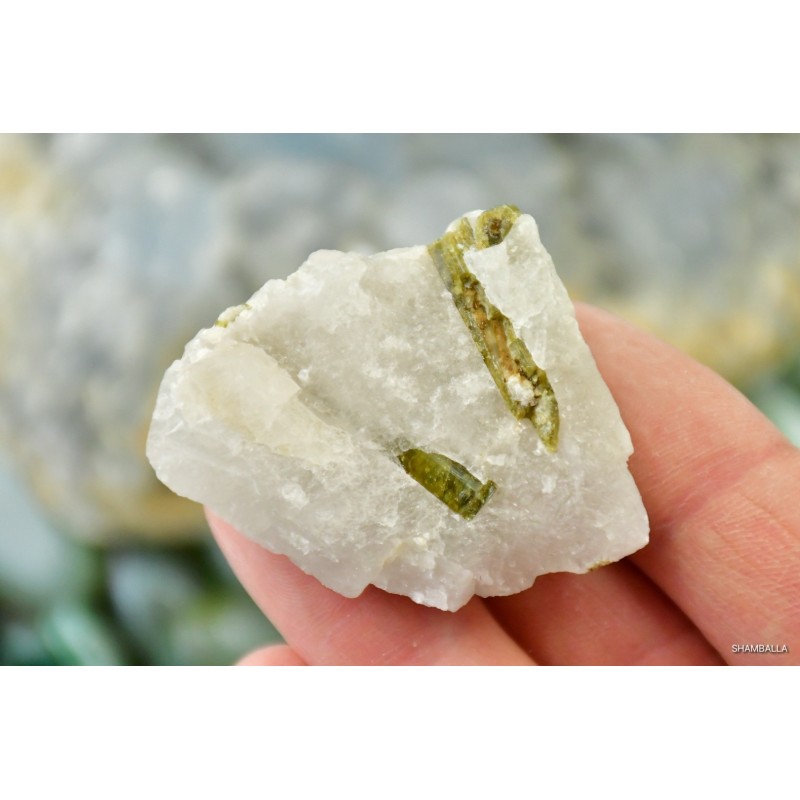 Turmalin zielony na kwarcu surowy okaz 34 g - Kamienie naturalne - Sklep Shamballa