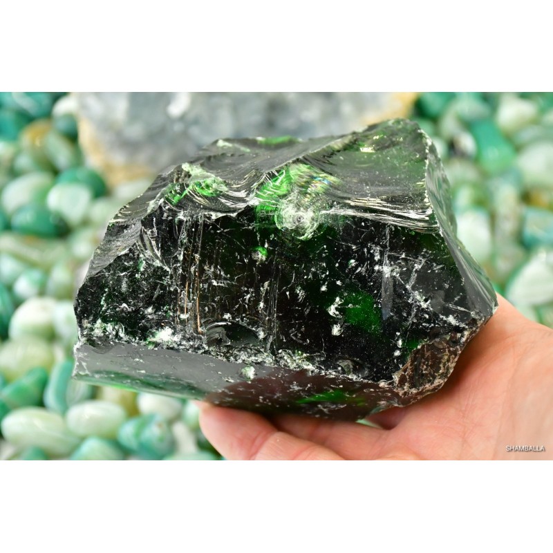 Obsydian zielony surowy okaz 814 g - Kamienie naturalne - Sklep Shamballa