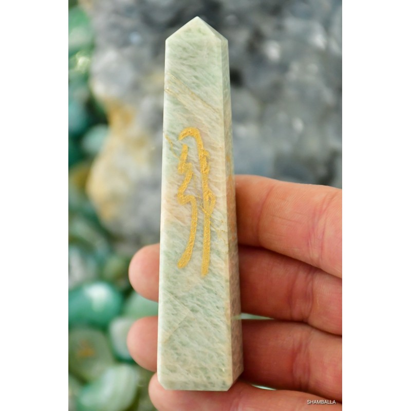 Amazonit obelisk z symbolami Reiki 78,5 g - Kamienie naturalne - Sklep Shamballa