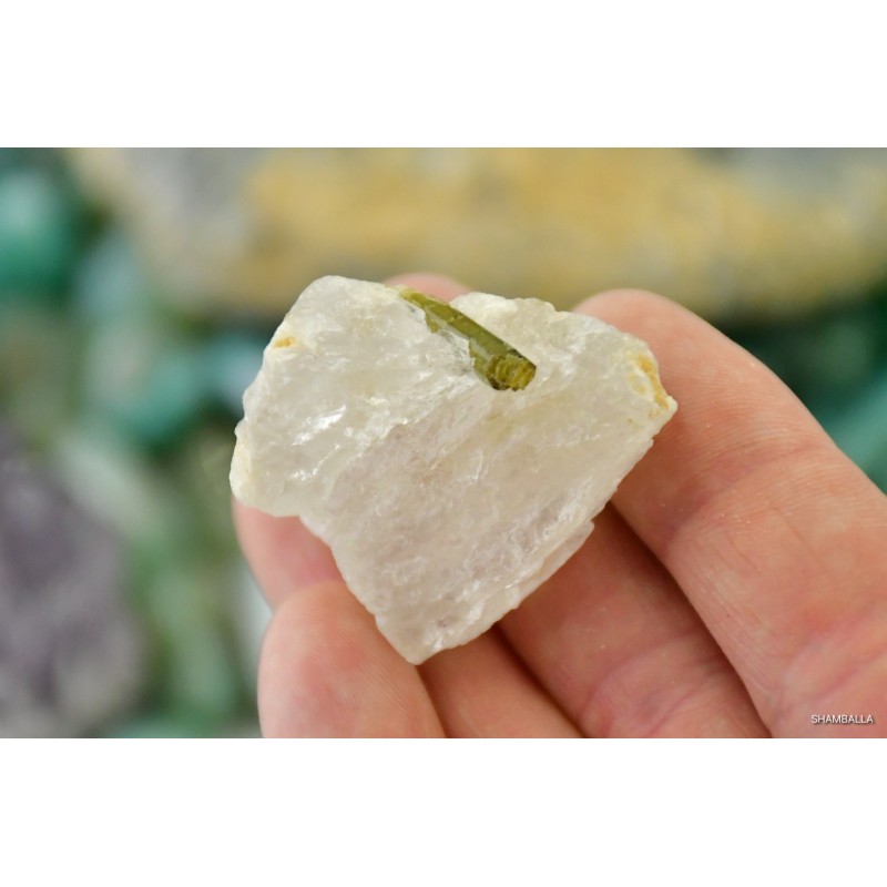 Turmalin zielony na kwarcu surowy okaz 33 g - Kamienie naturalne - Sklep Shamballa