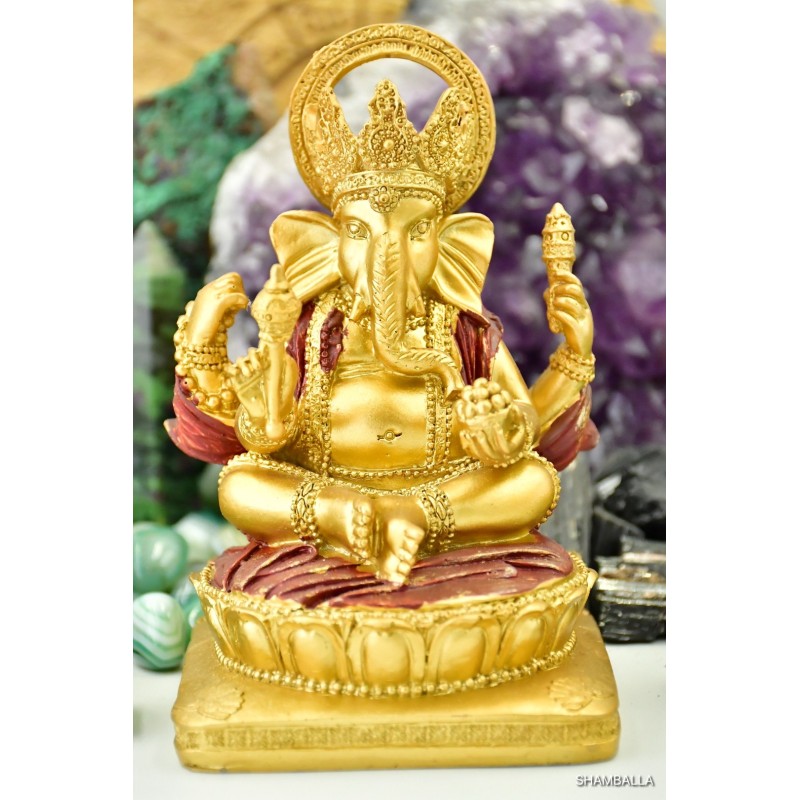 Figurka Ganesh Złoto Czerwony - 14cm