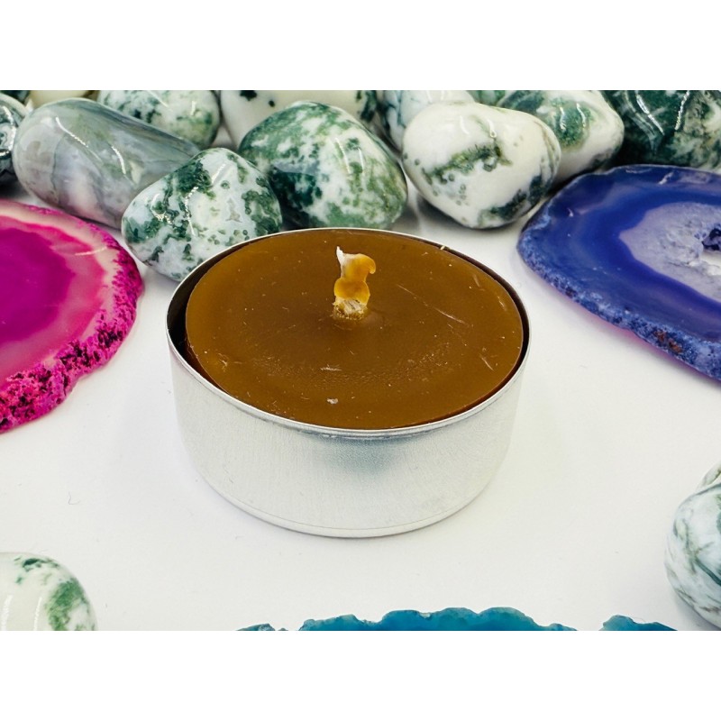 Brązowa świeca z wosku pszczelego - tealight, podgrzewacz - Sklep Shamballa Brązowa świeca z wosku pszczelego - tealight, podgrzewacz - Sklep Shamballa