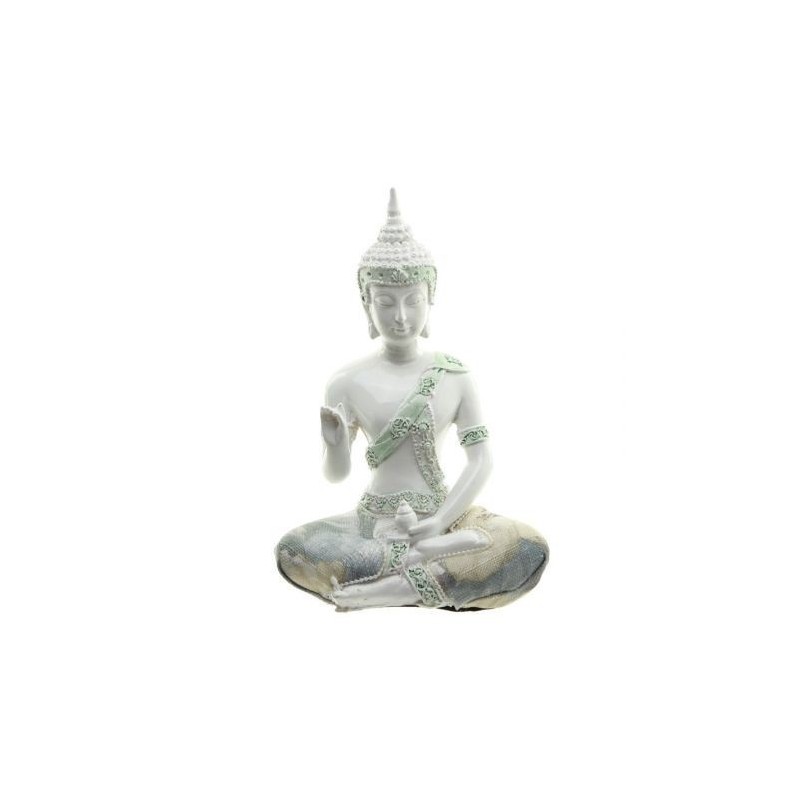Biała figurka kwiecistego tajskiego buddy - Oświecenie