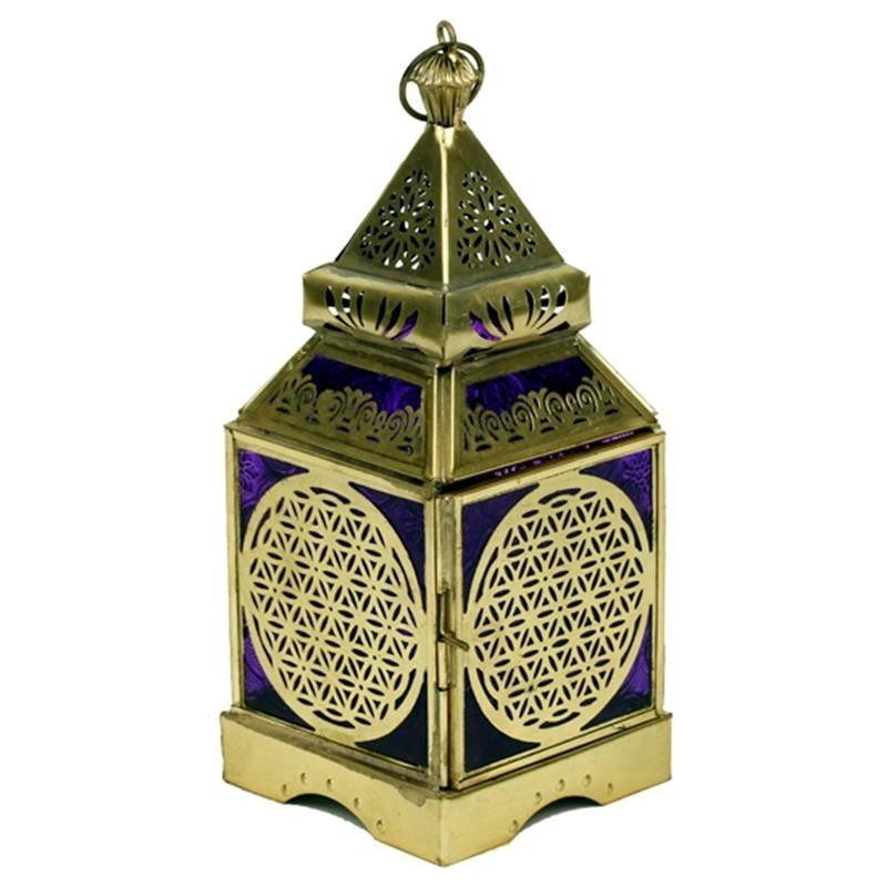 Lampion złoty orientalny z symbolem Kwiatu Życia - Sklep Shamballa