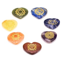 Zestaw 7 kamieni w kształcie serca na czakry - Kamienie naturalne - Sklep Shamballa