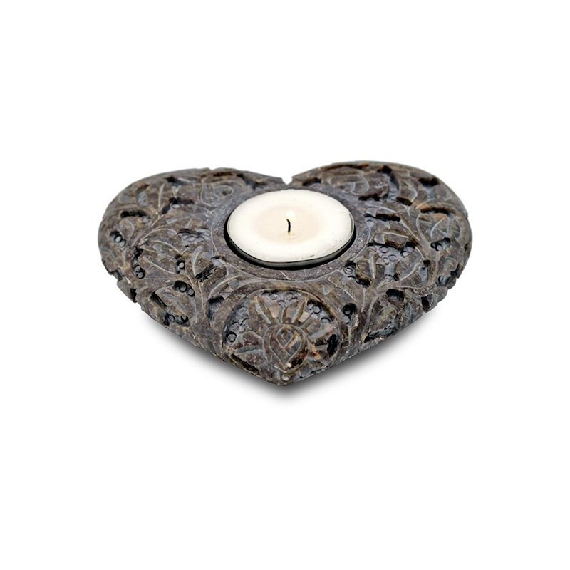Świecznik kamienny w kształcie serca - Sklep Shamballa