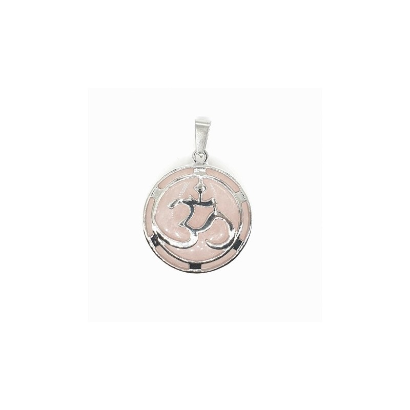 Wisiorek kwarc różowy z symbolem OM - Kamienie naturalne - Sklep Shamballa