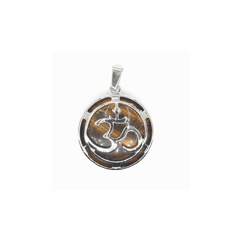 Wisiorek Tygrysie oko z symbolem OM - Kamienie naturalne - Sklep Shamballa