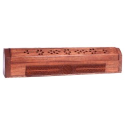Drewniane pudełko na kadzidełka zdobione Kwiatem Życia - Magia oczyszczenia - Sklep Shamballa