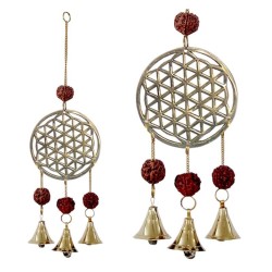 Dzwonki wietrzne z symbolem Kwiat Życia i rudrakshą Feng Shui - Remedia - Sklep Shamballa