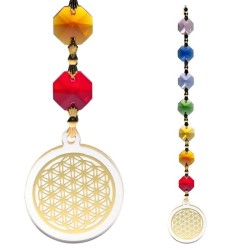 Kryształowy sznurek czakry Feng Shui z symbolem Kwiatu Życia Feng Shui - Remedia - Sklep Shamballa