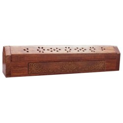 Pudełko na kadzidełka z drewna z symbolem lotosu - Magia oczyszczenia - Sklep Shamballa