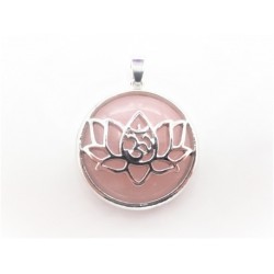 Wisiorek Kwarc różowy z symbolem Lotosu - Kamienie naturalne - Sklep Shamballa