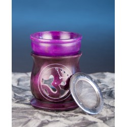 Kominek fioletowy do aromaterapii i kadzenia z symbolem OM  - Magia Zapachów - Sklep Shamballa