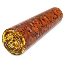 Różdżka orgonitowa do masażu z jaspisem czerwonym symbolem czakry podstawy - Kamienie naturalne - Sklep Shamballa