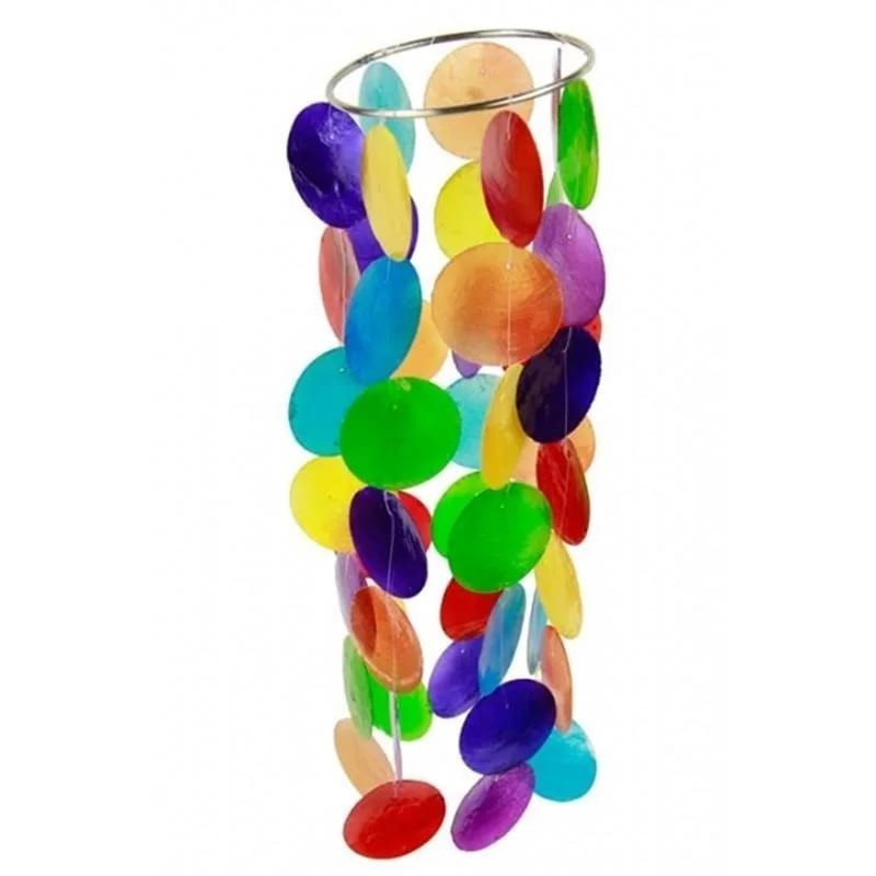 Dzwonki w kolorach czakr z muszli Capiz M - Sklep Shamballa