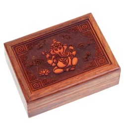 Pudełko z grawerowanym symbolem Ganesh Figurki i pudełka - Sklep Shamballa