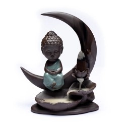 Kominek ceramiczny Budda siedzący na księżycu - Backflow - Moc zapachu kadzideł i kadzidełek - Sklep Shamballa