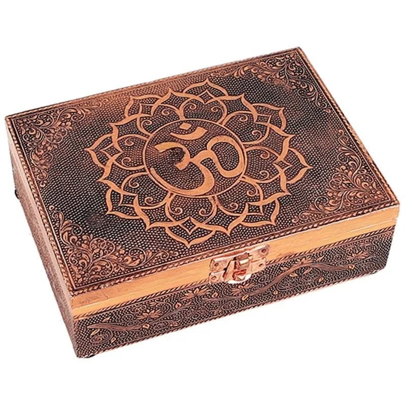 Pudełko z symbolem OM miedziane - Sklep Shamballa
