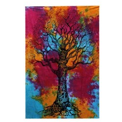 Bawełniana narzuta z Zimowym drzewem, tkanina na ścianę Tkaniny ozdobne - Sklep Shamballa