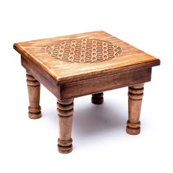 Drewniany stolik z symbolem Kwiatu Życia - Sklep Shamballa