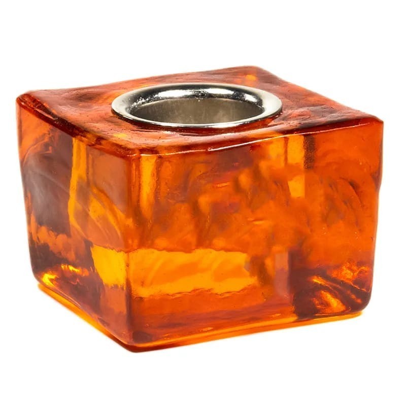 Świecznik szklany pomarańczowy - Sklep Shamballa