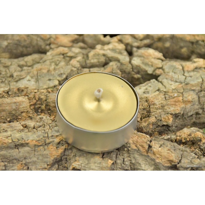Złota świeca z wosku pszczelego - tealight, podgrzewacz - Sklep Shamballa