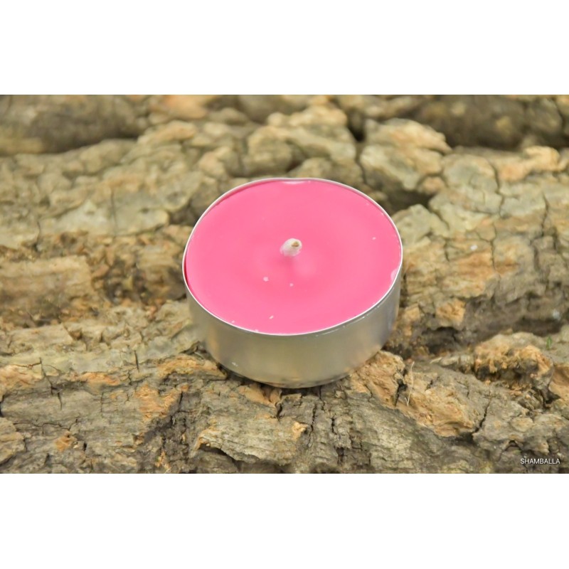 Różowa świeca z wosku pszczelego - tealight, podgrzewacz - Sklep Shamballa