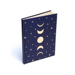 Notatnik ciemnoniebieski z fazami księżyca i gwiazdami Przedmioty magiczne - Sklep Shamballa