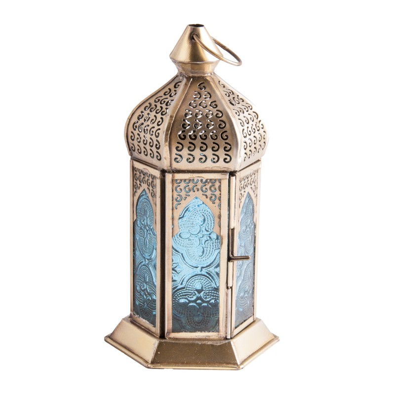 Orientalny lampion z szkiełkami niebieskimi - Sklep Shamballa