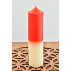 Cofająca świeca odwróconego działania czerwono - biała - Sklep ze świecami Shamballa
